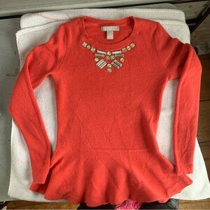 Banana Republic Coral Sweater with Jewel Accents